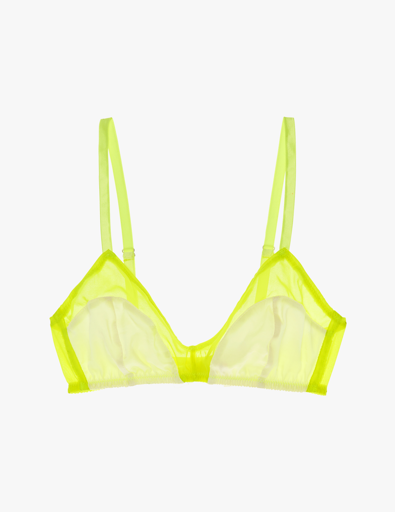 a fluorescent yellow silk bra by Araks