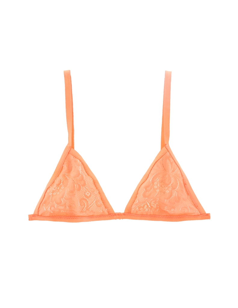orange lace triangle bra