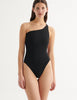 a model wearing the nico one piece in black