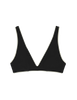 Flat image of black bikini top with white piping
