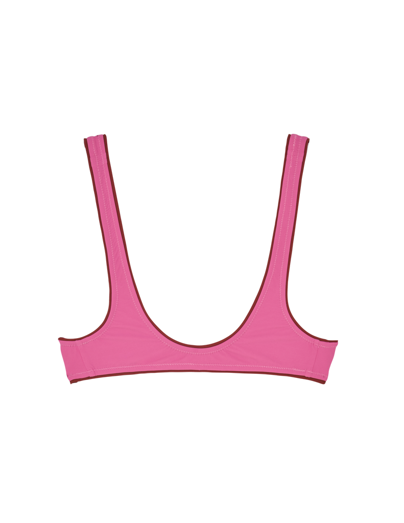 Flat image of the back of the pink bikini top 