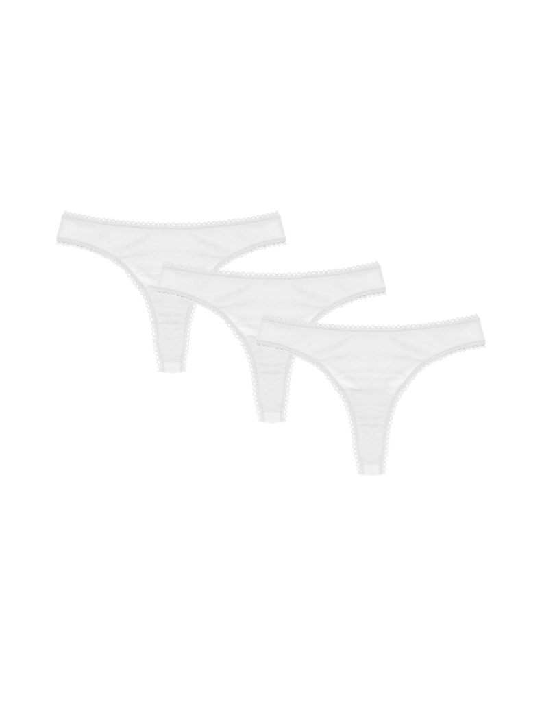 flat lay 3 pack of white cotton thong