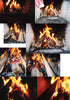 Various images with an indoor fire pit, displaying a pink panty