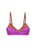 a brown cotton bra with purple silk insert by Araks