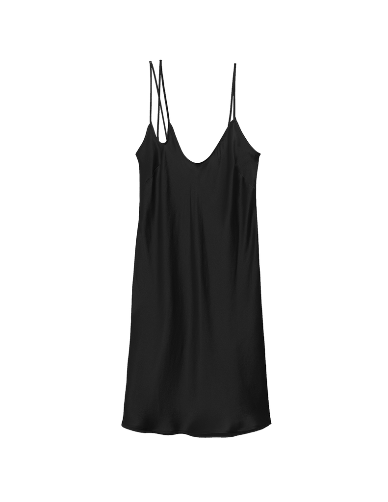 black silk slip with asymmetric straps by Araks