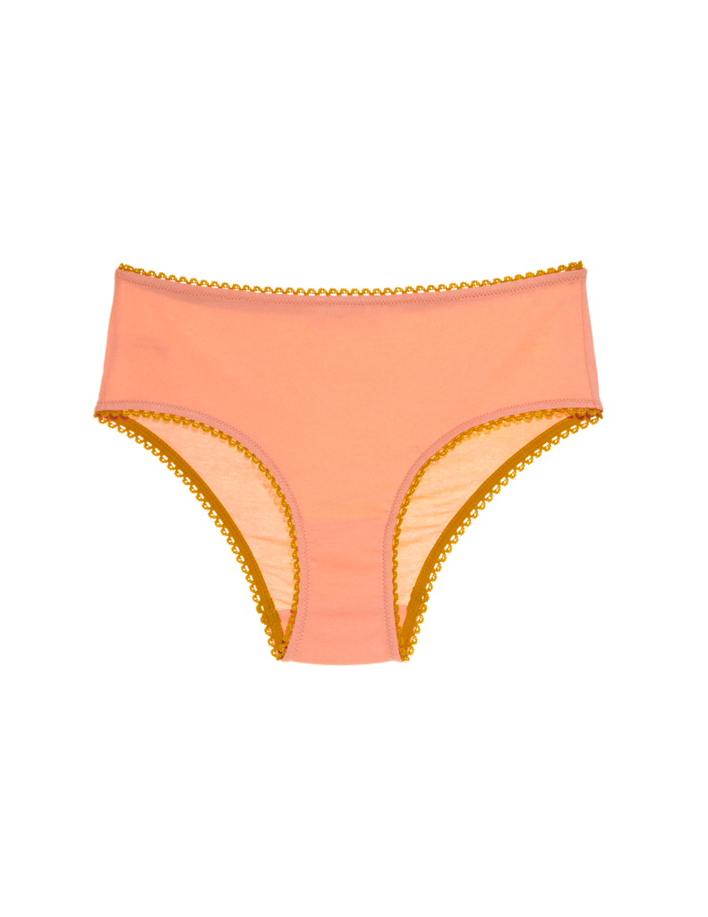 peach cotton hipster panty with orange trim by Araks