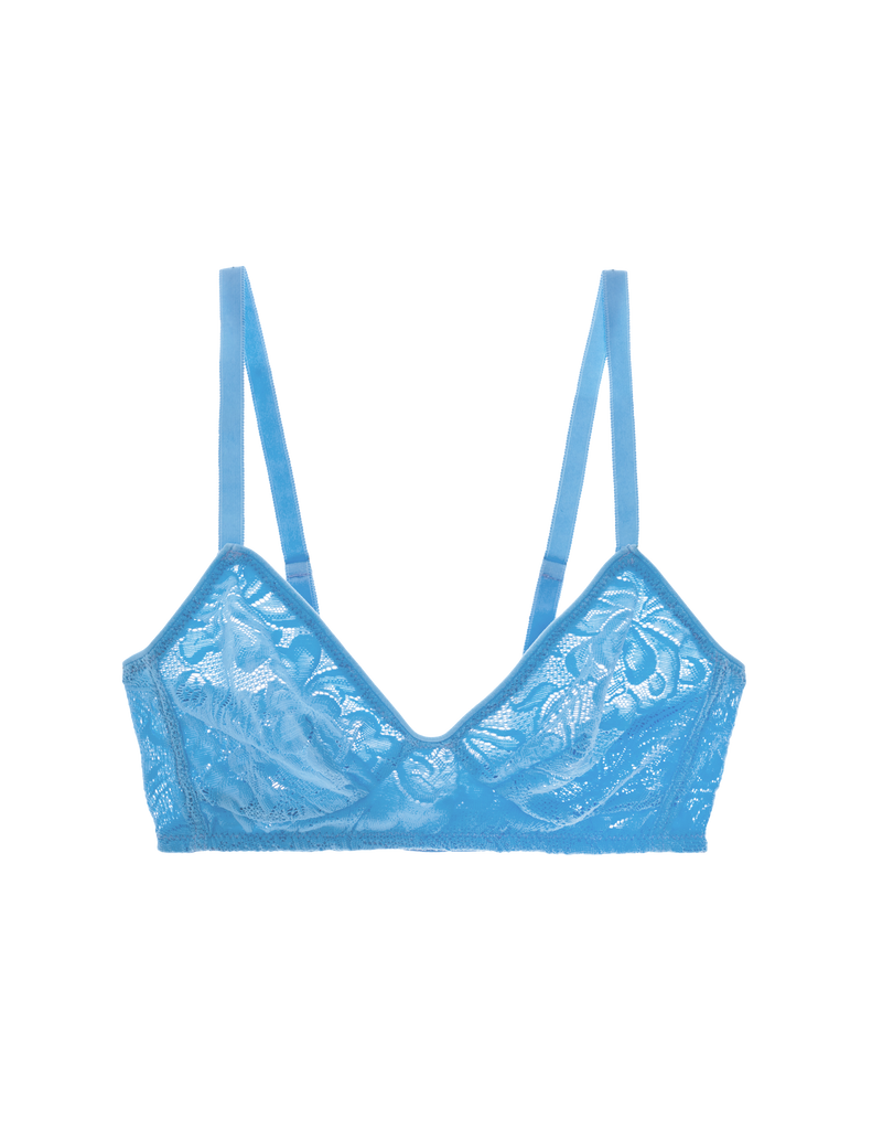 blue lace wireless bra