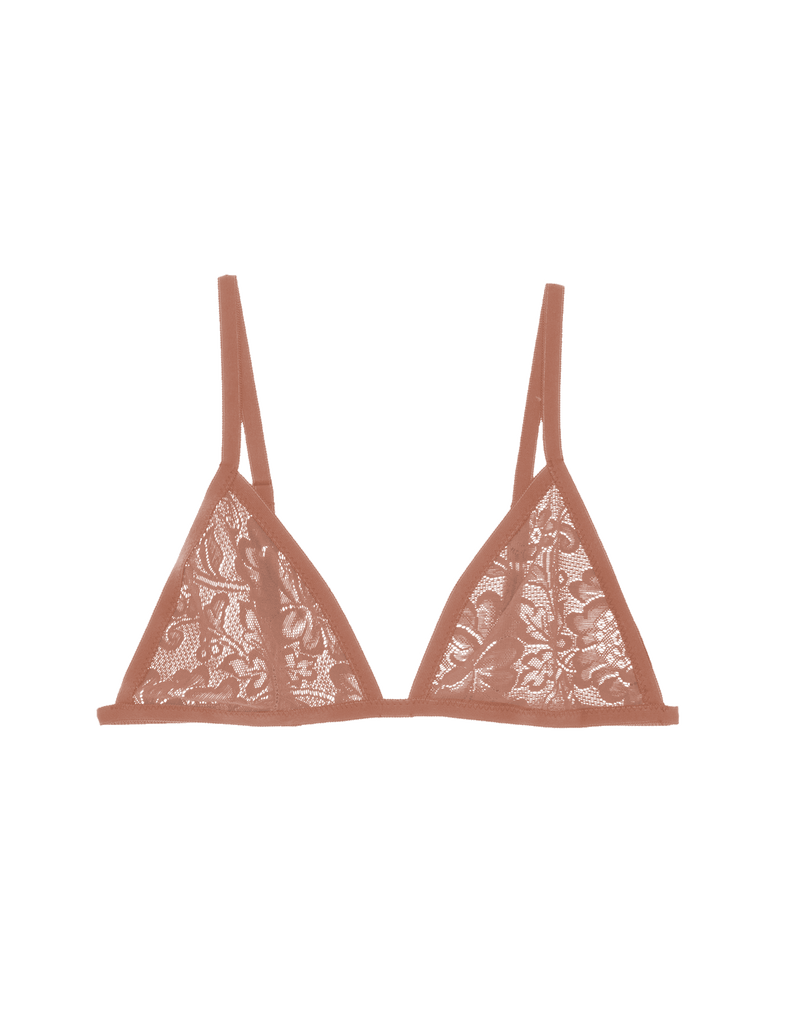 brown lace triangle bra
