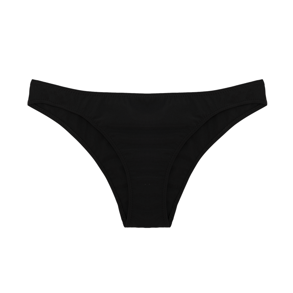 Front of black bikini bottom