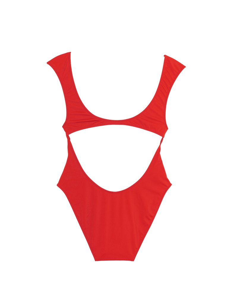 red one piece with cutout back by Araks