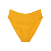 Yellow high-waisted bikini bottom with high cut legs