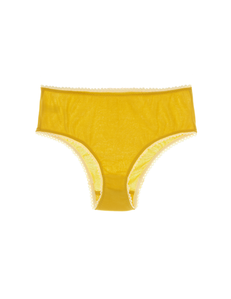 Yellow cotton hipster with cream trim