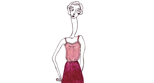 Sketch of a woman in pink clothing