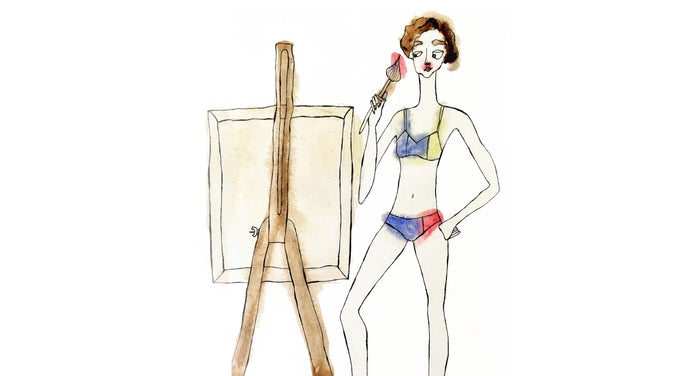 Sketch of a woman in a bikini painting