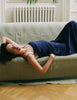 Model wearing Araka vika slip dress in starling