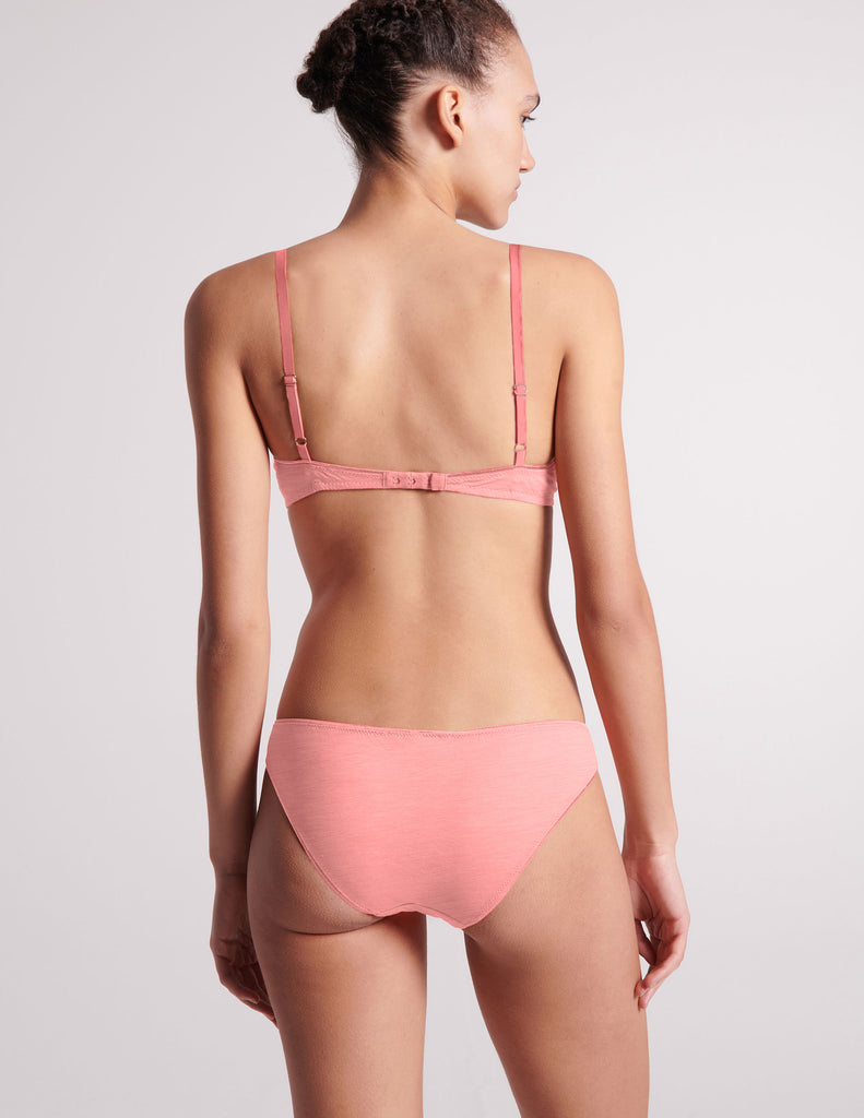 back of Woman in Pink Cotton Bralette