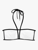 a flat lay image of a black and white bandeau hannah bikini top