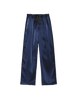 Navy Silk pajama pant with black ribbon and piping