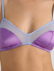 A model in the araks silk beatrice bralette and aaron panty in viola purple