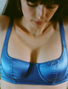 A model in the araks gita underwire bra in bluet silk