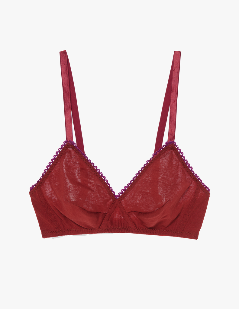 The araks organic cotton antonia bralette in clay red