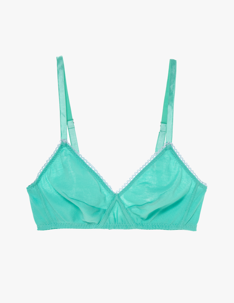 The araks organic cotton antonia bralette in glass green