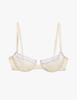 Araks Cream cotton Chloe bra with thin straps on a white background