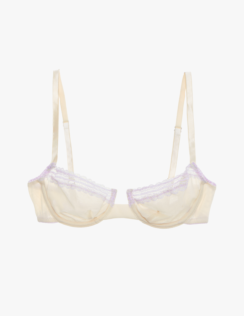 Araks Cream cotton Chloe bra with thin straps on a white background
