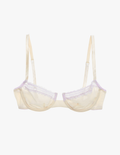 Araks Cream cotton Chloe bra with thin straps on a white background