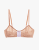 the araks cotton and silk uma bralette in brulee brown with a lavender silk inlet
