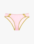 The araks cotton crepe lost in translation sofia coppola sonja panty in confection pink with chartreuse lace trim