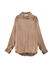Araks Suki pajama shirt in Terra brown displayed flat against a light gray background.