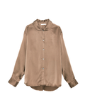 Araks Suki pajama shirt in Terra brown displayed flat against a light gray background.