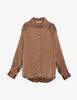 Araks Suki pajama shirt in Terra brown displayed flat against a light gray background.