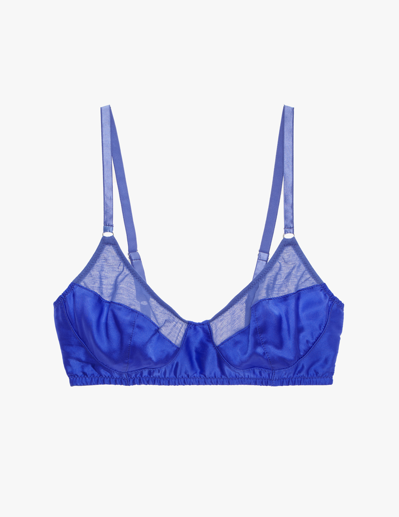 The araks cotton willow bralette silk and cotton crepe in storm blue