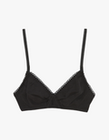 black wireless organic cotton bralette with black trim by Araks