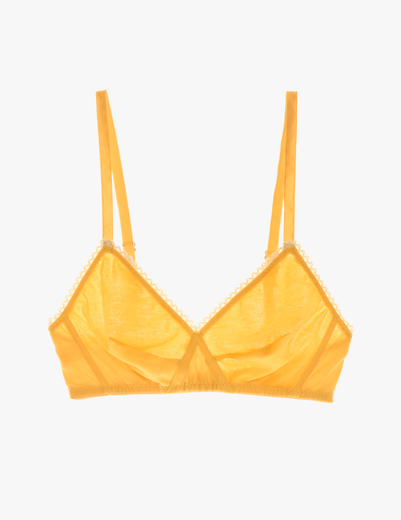 The araks organic cotton antonia bralette in pomelo yellow