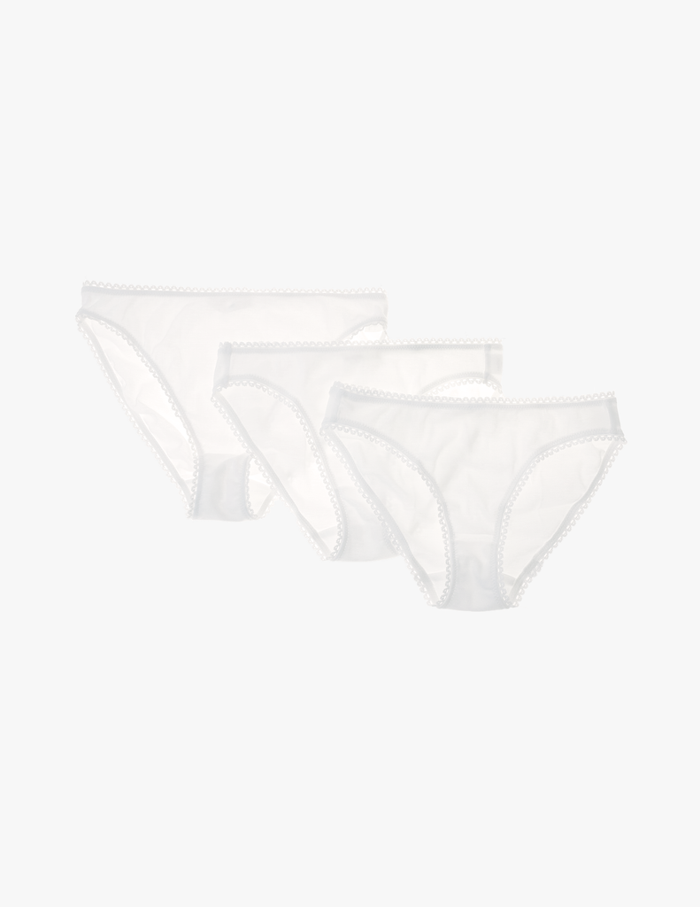 Set of three white araks organic cotton panties