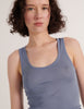 A model in the araks organic cotton james tank in feather grey