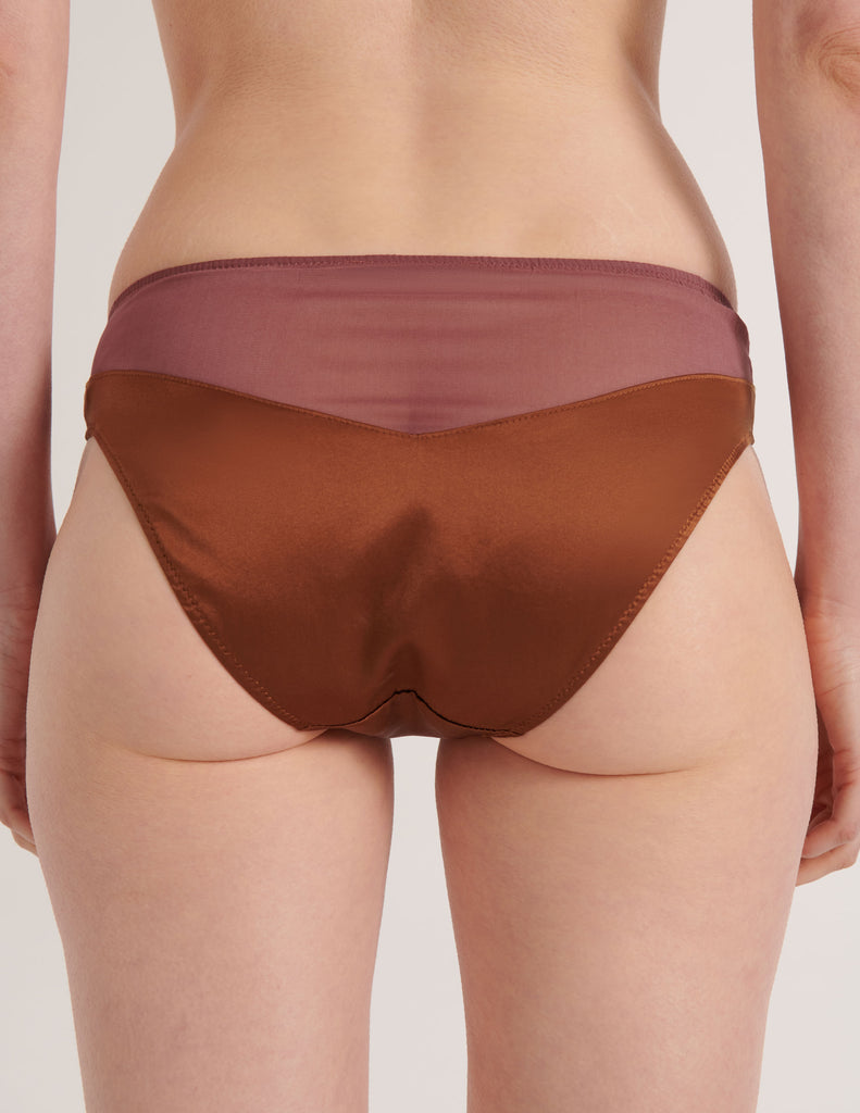 The silk aaron panty in noisette brown