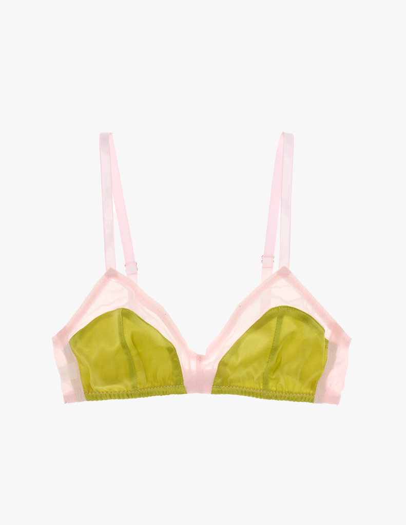 An araks silk charmeuse and silk georgette beatrice bralette in confection pink