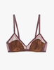 A flat image of the silk chiffon and silk charmeuse beatrice bralette in noisette brown