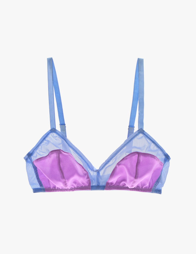 The araks silk charmeuse beatrice bralette in viola purple