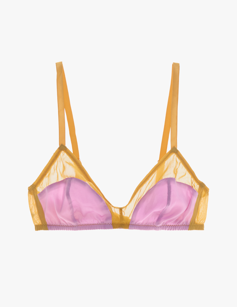 The araks silk beatrice bralette in empress purple and gold
