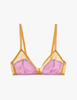 The araks silk beatrice bralette in empress purple and gold