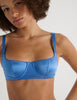 the araks silk charmeuse gita underwire bra in bluet blue
