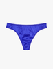 The 100% silk charmeuse grier thong in tanzanite blue