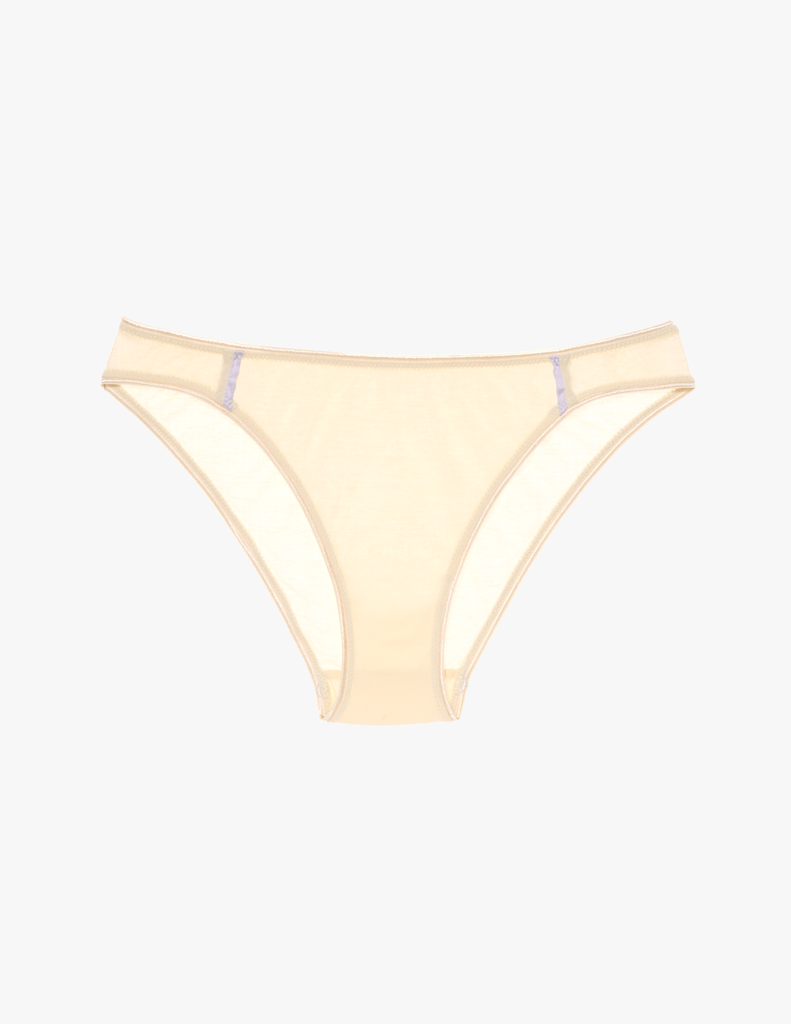 The araks silk and cotton harriet panty in tulle cream and lavender
