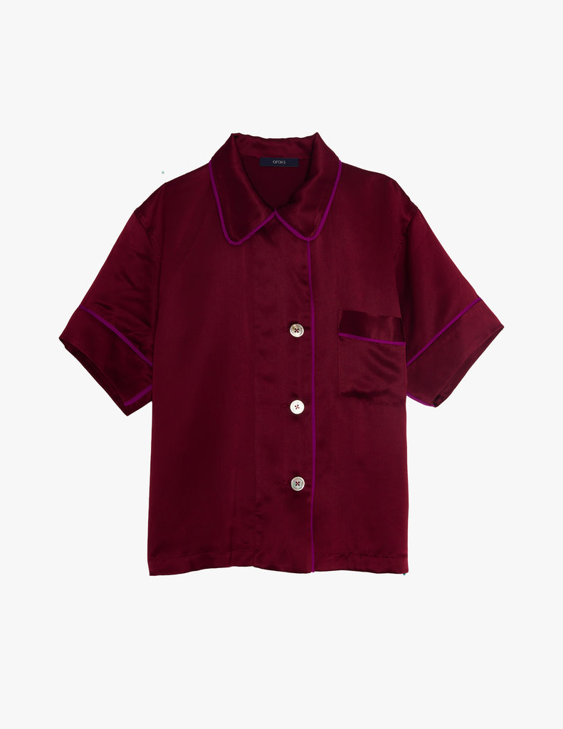 Araks Shelby silk pajama top in garnet