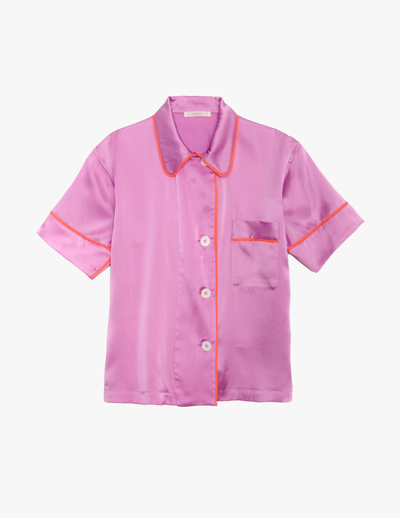 Araks silk charmeuse shelby pajama top in mauve purple
